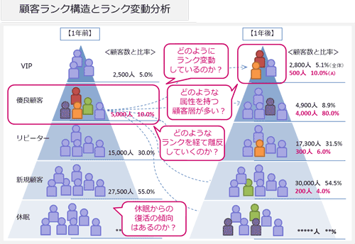 顧客ランク構造とランク変動分析 顧客ランク構造とランク変動分析